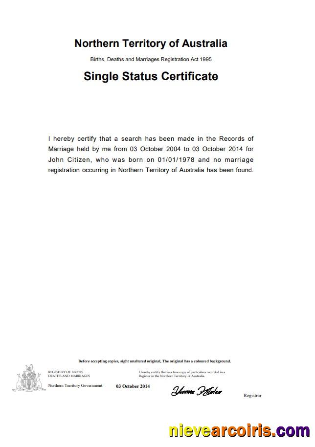 Editable Australia Northern Territory Of Australia Divorce Certificate Template In Word