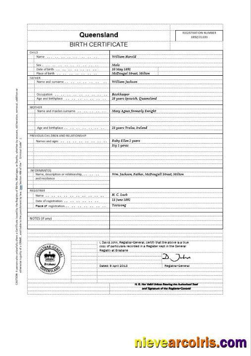 Premium Australia Queensland Birth Certificate Template In Word
