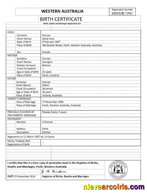 Realistic Australia Western Australia Birth Certificate Template In Word Format, Version 1