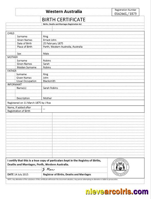 Premium Australia Western Australia Birth Certificate Template In Word Format, Version 2