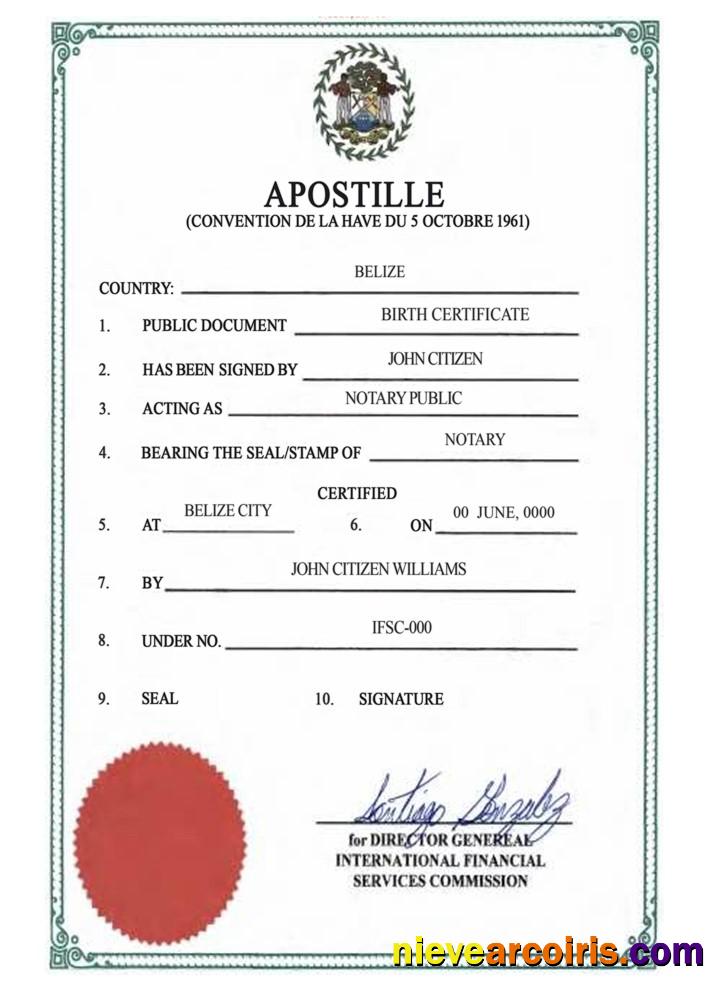 Belize Birth Certif, Apostille VERSION 2 Photolook