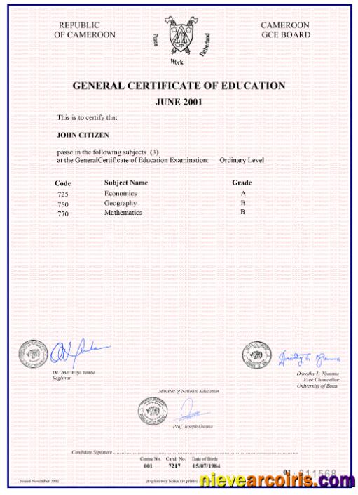 Cameroon General Certificate Of Education Preview