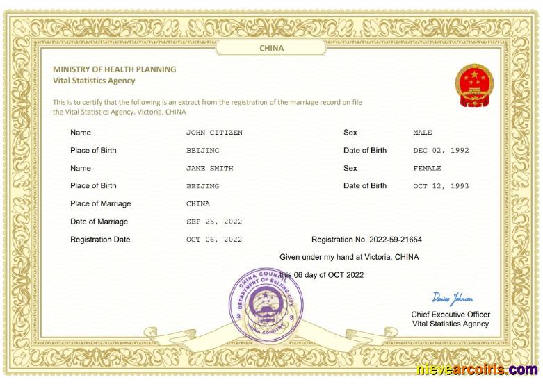 Premium China Marriage Certificate Word And PDF Template