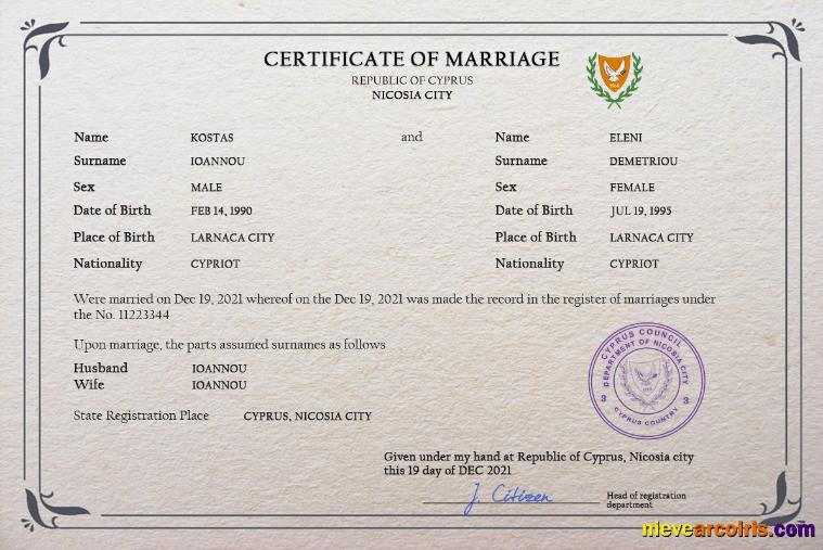 Professional Cyprus Marriage Certificate PSD Template