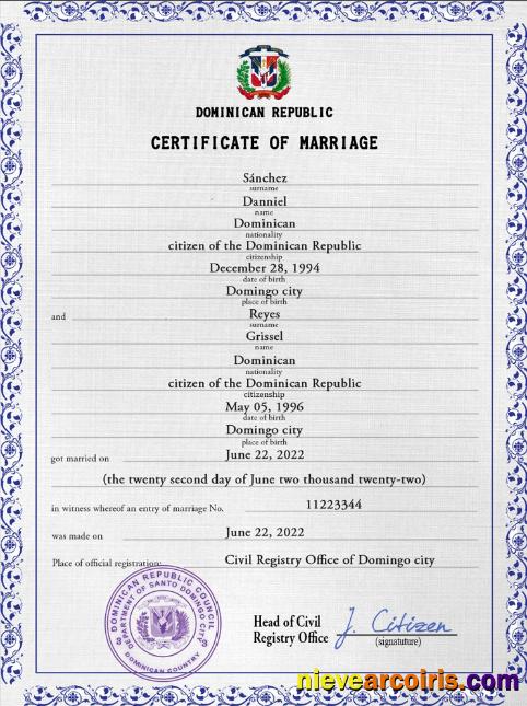 Premium Dominican Republic Marriage Certificate PSD Template