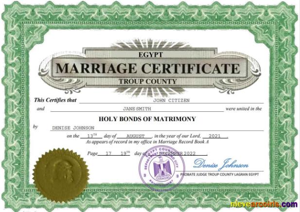 Professional Egypt Marriage Certificate Word And PDF Template