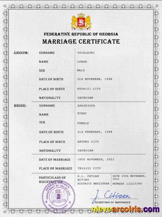Premium Georgia Marriage Certificate PSD Template