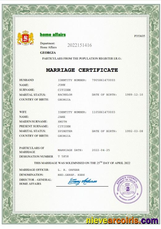 Editable Georgia Marriage Certificate Word And PDF Template