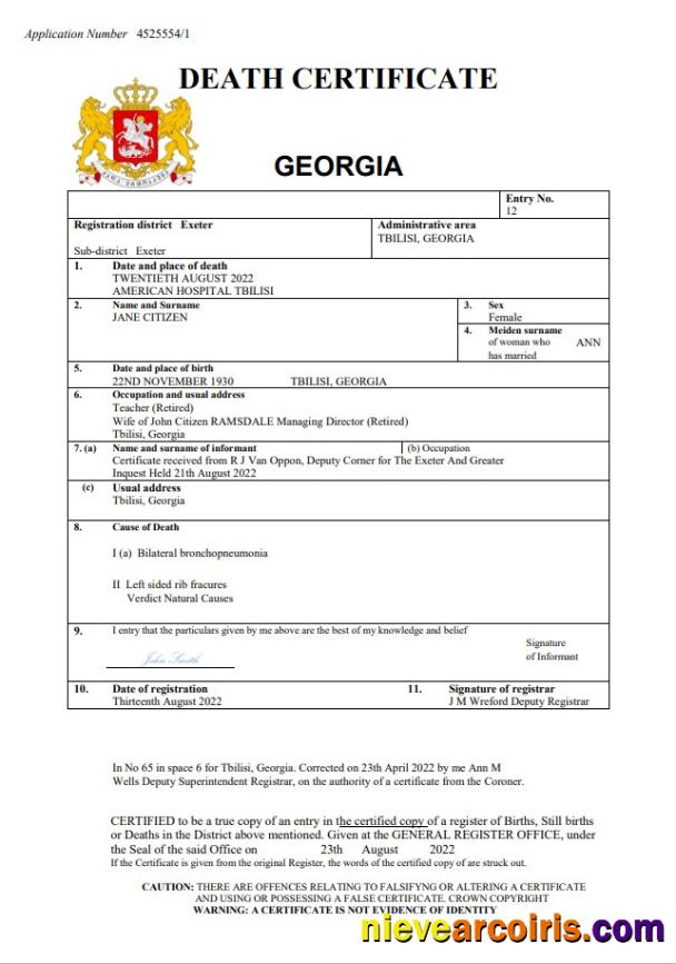 Georgia Vital Record Death Certificate Word And PDF Photolook