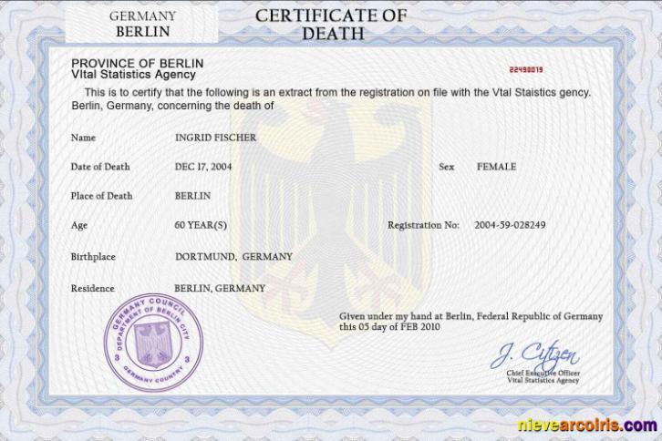 Premium Germany Death Certificate PSD Template, Completely Editable