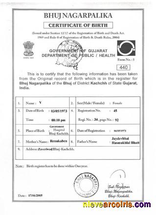 India Gujarat Certificate Of Birth Preview