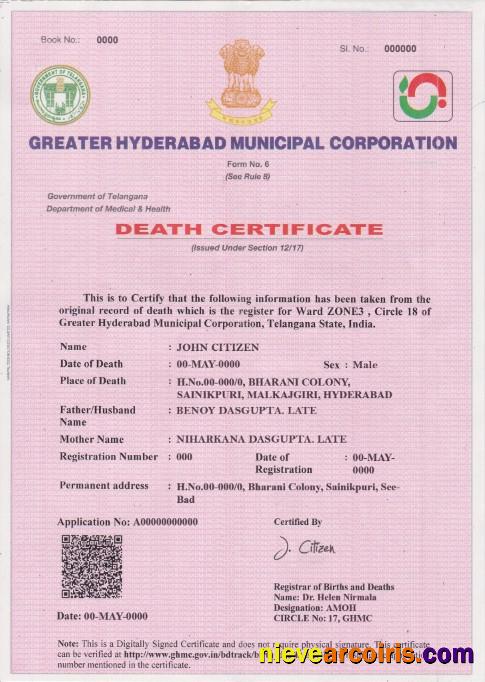 Professional India Death Certificate Template In PSD Format, Fully Editable