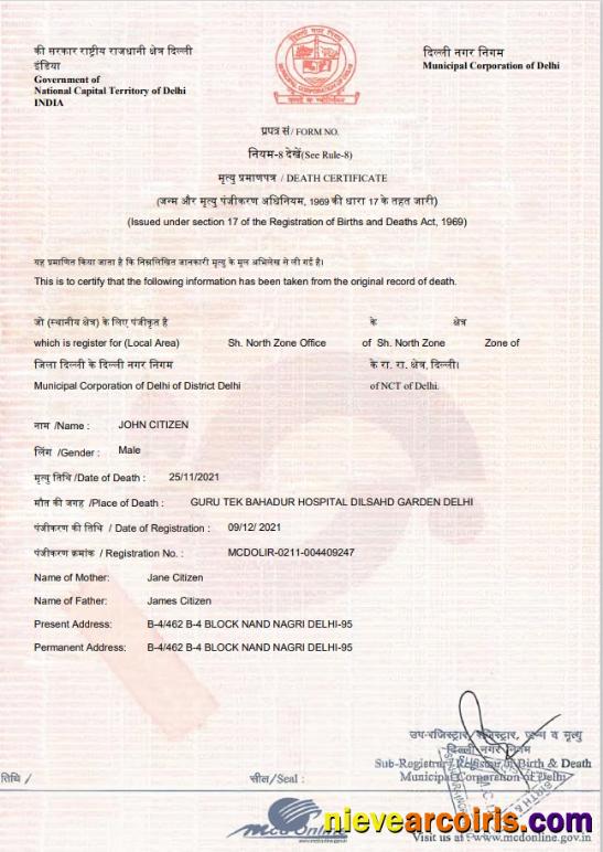 Premium India Death Certificate Template In Word And PDF Format