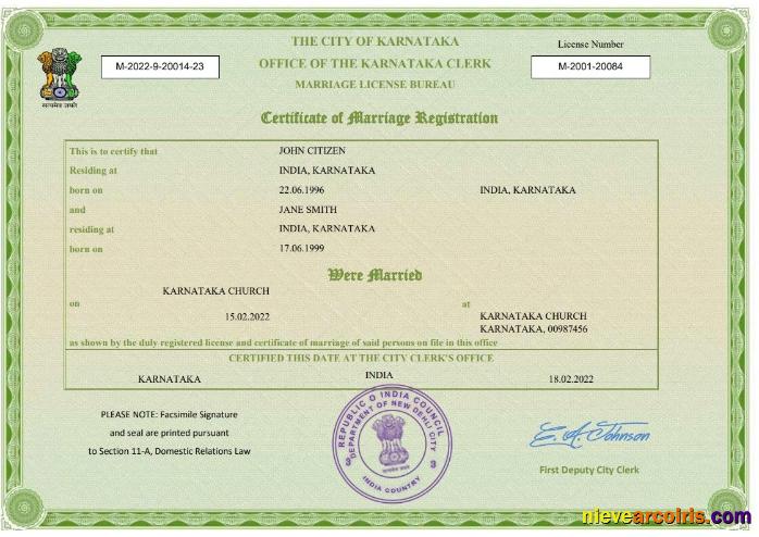 Realistic India Marriage Certificate Word And PDF Template, Fully Editable