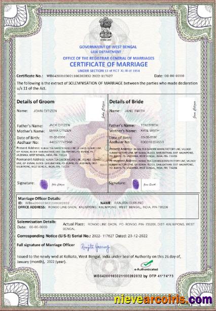 Editable India Marriage Certificate Template In PSD Format, Fully Editable