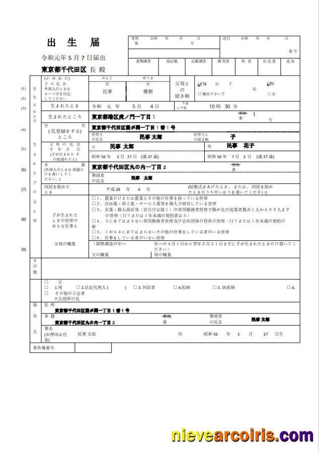 Realistic Japan Vital Record Birth Certificate In Word And PDF Format Template