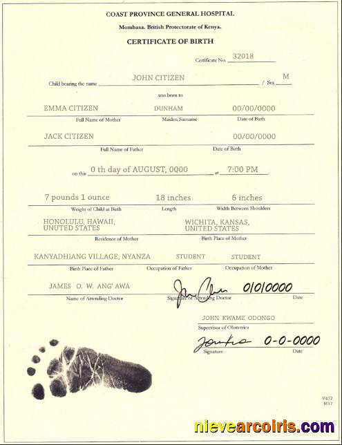 Editable Kenya Birth Certificate Template In PSD Format