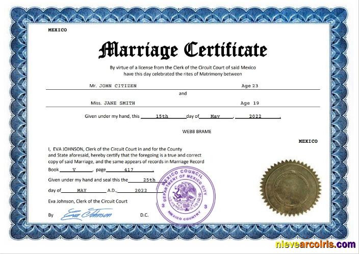 Premium Mexico Marriage Certificate Word And PDF Template