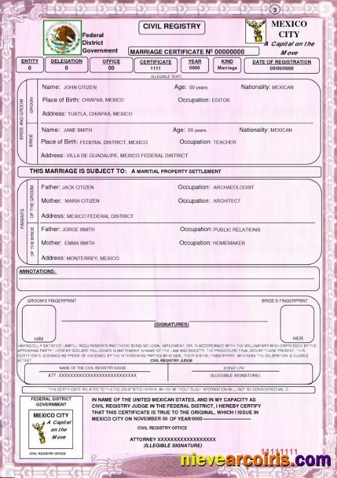 Premium Mexico Marriage Certificate Template In PSD Format