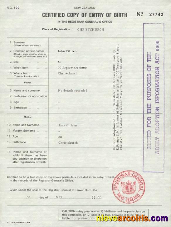 Premium New Zealand Birth Certificate Template In PSD Format