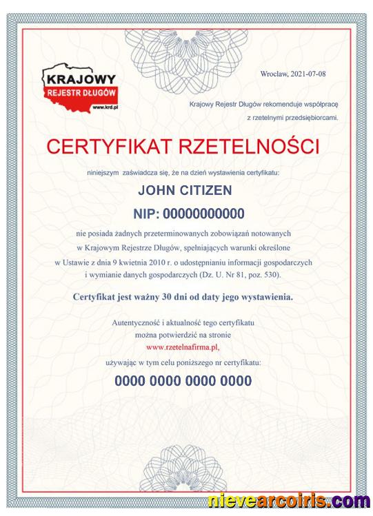 POLAND Business Certificate Template
