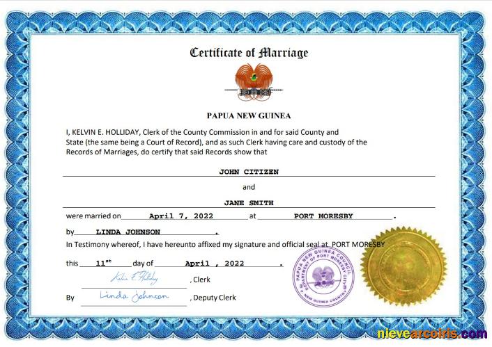 Premium Papua New Guinea Marriage Certificate Word And PDF Template