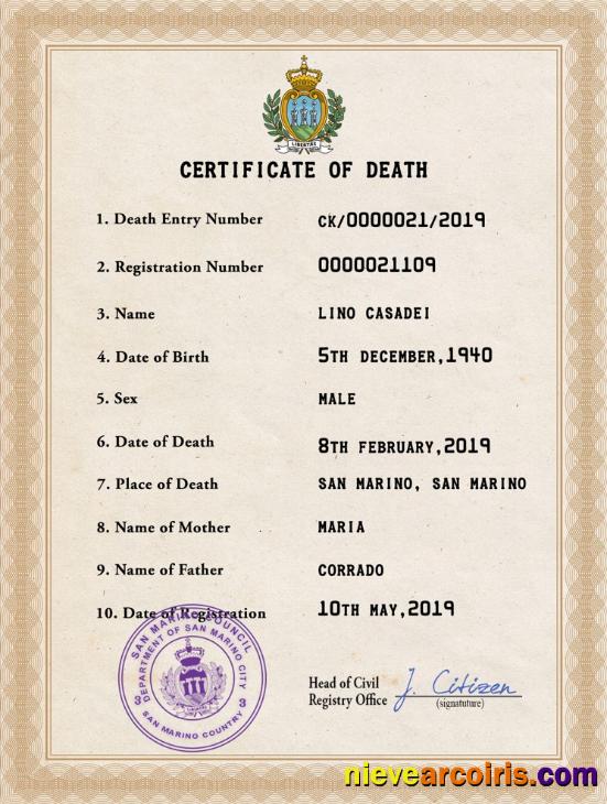 Professional Samoa Vital Record Death Certificate PSD Template