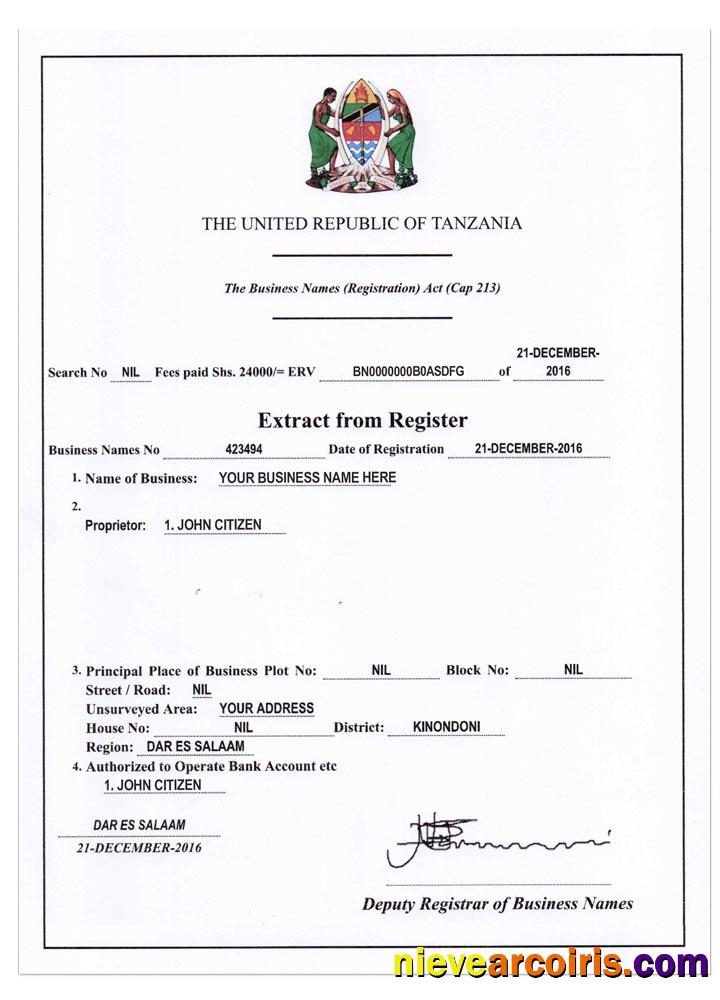 TANZANIA Business Registration Version2 Template