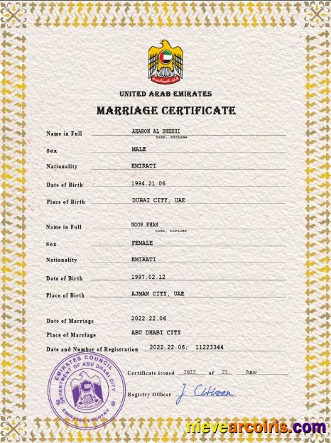 Professional UAE Marriage Certificate PSD Template