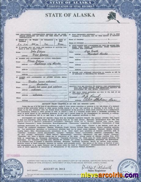Premium USA Alaska State Birth Certificate Template In PSD Format