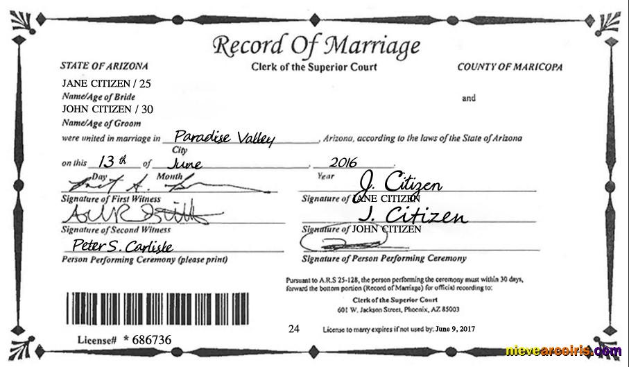 Premium USA Arizona State Marriage Certificate Template In PSD Format