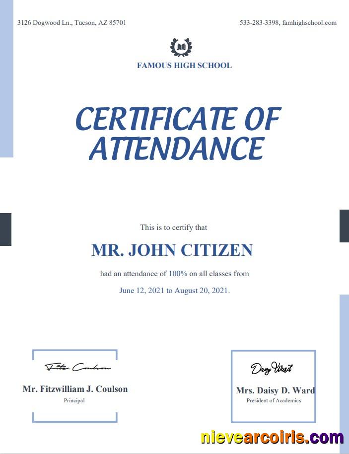 Realistic USA Attendance Certificate Template In Word And PDF Format