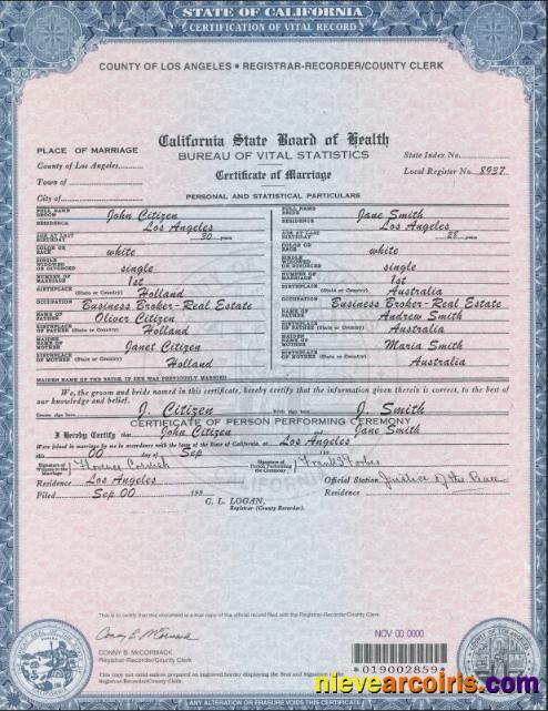 Professional USA California Marriage Certificate Template In PSD Format