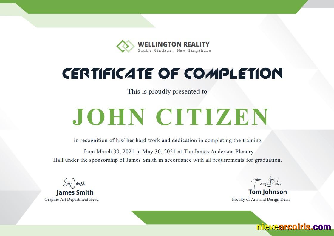 Editable USA Completion Certificate Template In Word And PDF Format, Version 2