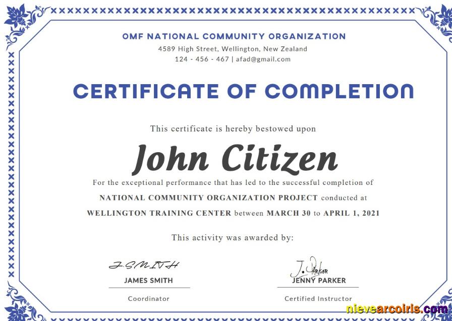 Editable USA Completion Certificate Template In Word And PDF Format, Version 3