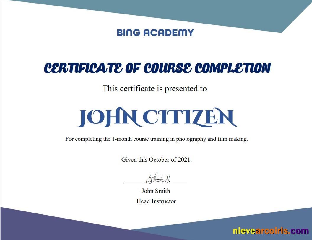 Editable USA Course Completion Certificate Template In Word And PDF Format