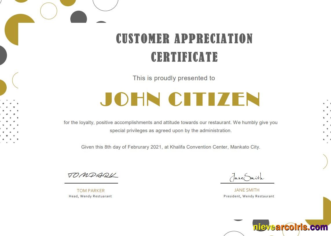 Premium USA Customer Appreciation Certificate Template In Word And PDF Format
