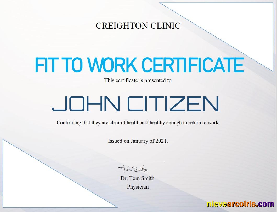 USA Fit To Work Cert Preview