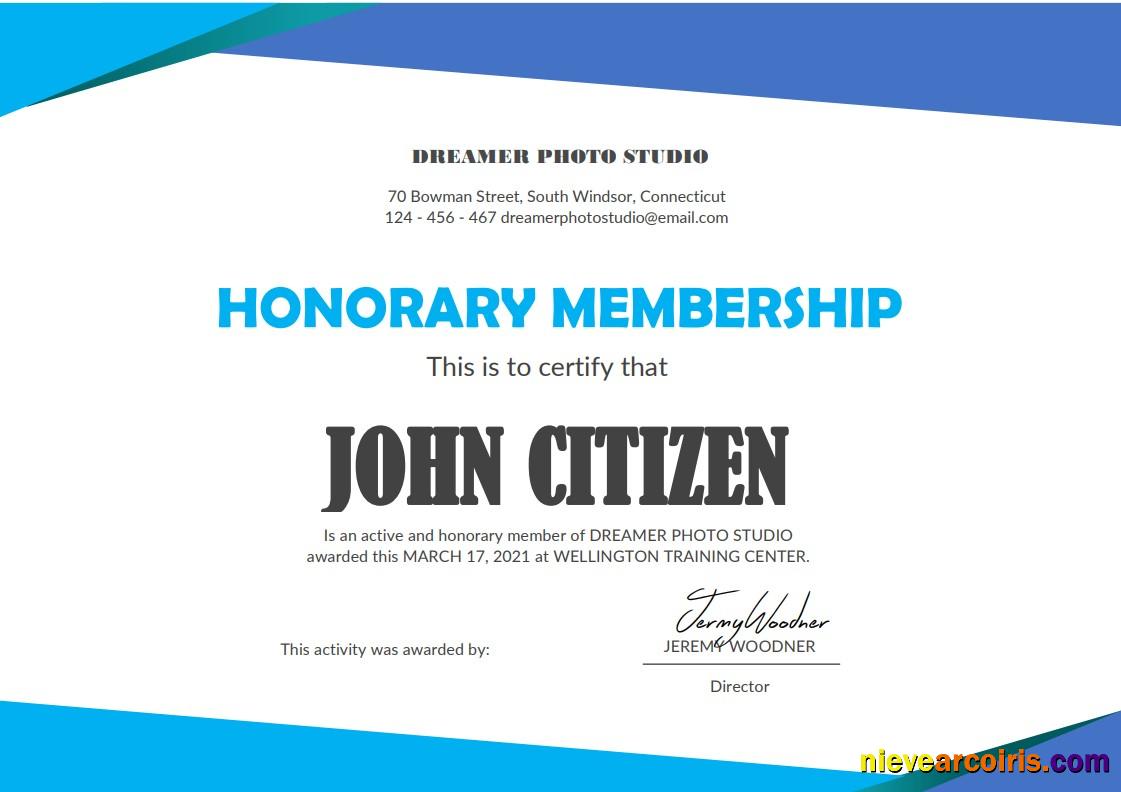 Realistic USA Honorary Membership Certificate Template In Word
