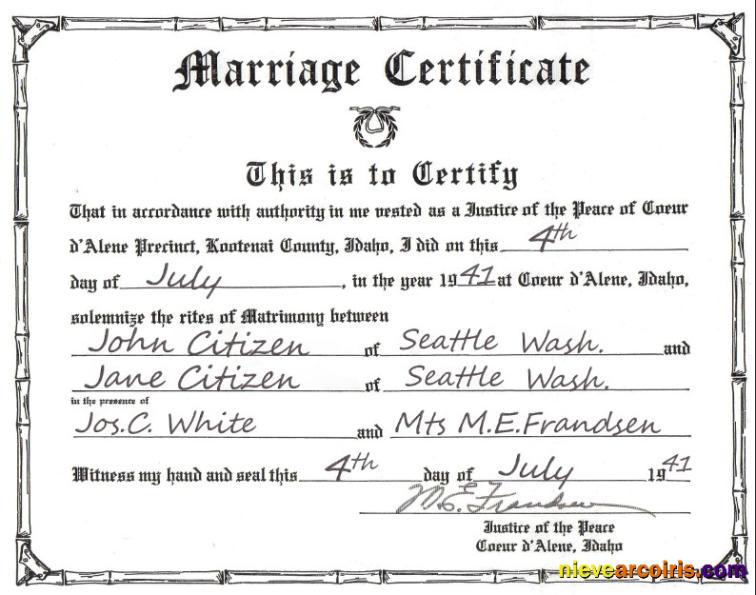 Realistic USA Idaho Marriage Certificate Template In PSD Format