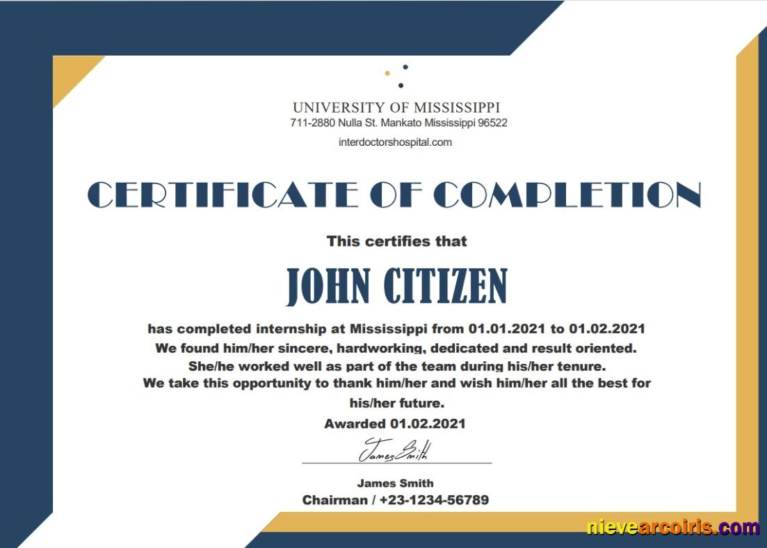 USA Internship Cert Template