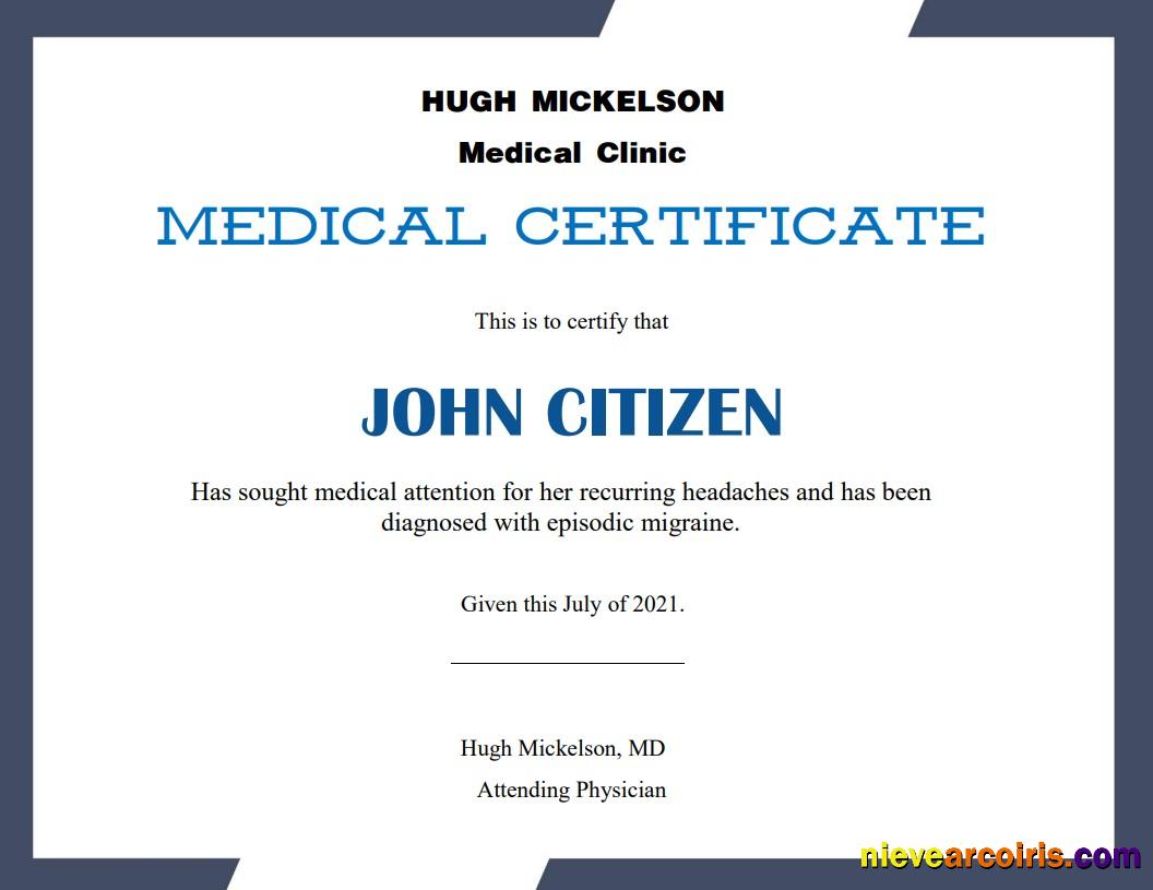 USA Medical Cert Template