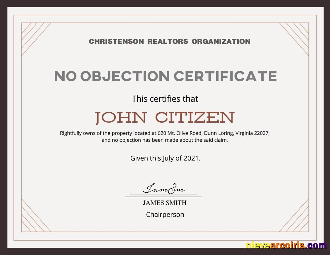 USA No Objection Cert Template