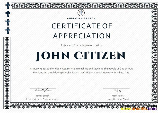 USA Pastor Appreciation Cert Sample