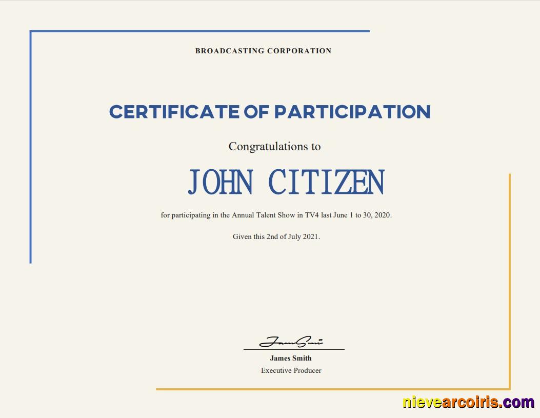 USA Talent Show Participation Certificate Photolook