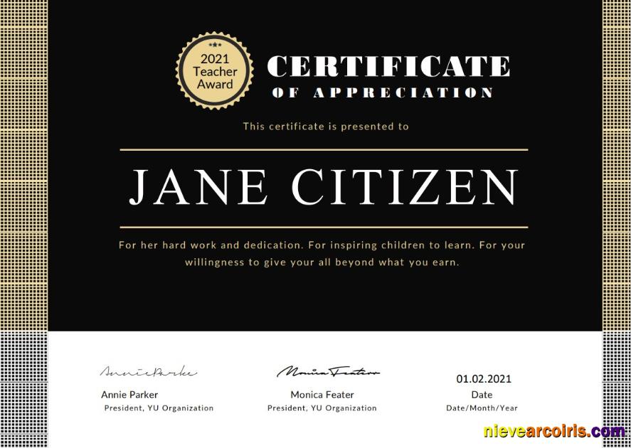 USA Teacher Appreciation Certificate Template