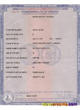 USA Virginia Certificate Of Live Birth Photolook
