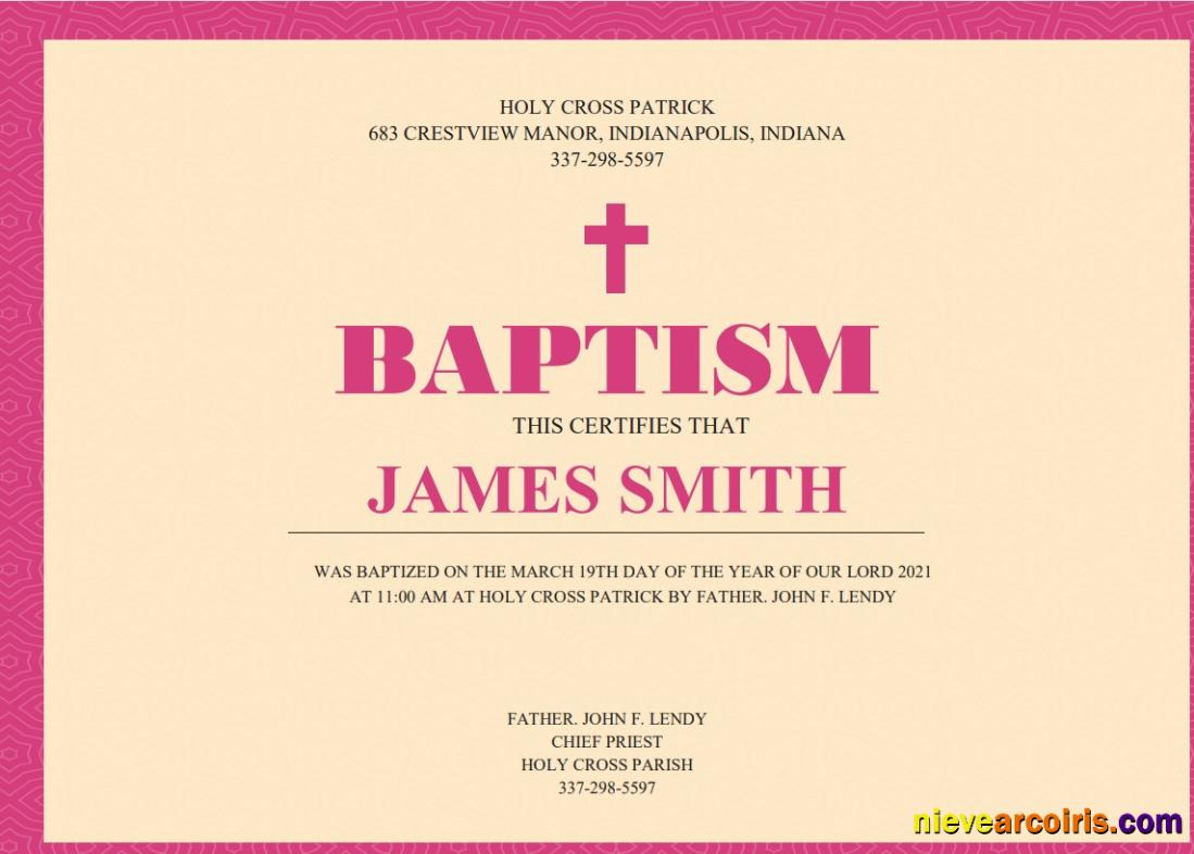 USA Baptism Certificate Preview