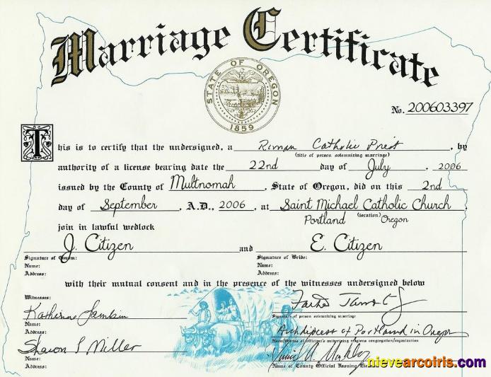 USA Oregon Marriage Cert Photolook