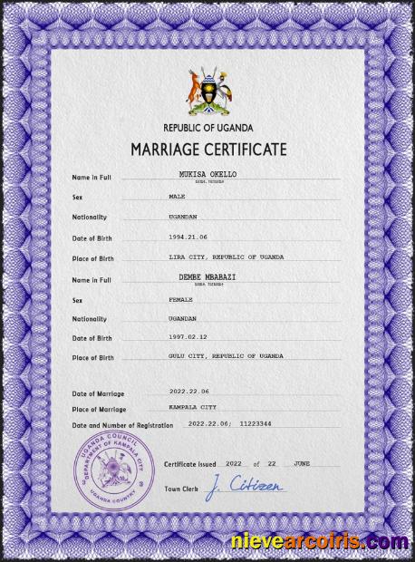 Premium Uganda Marriage Certificate PSD Template